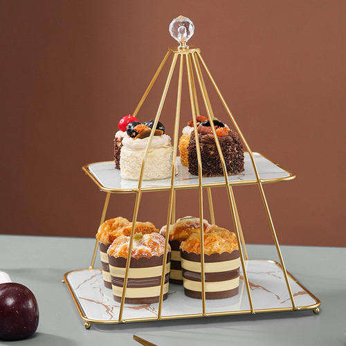 Soporte Para Cupcakes De 2 Niveles Contenedor Elegante Fondo