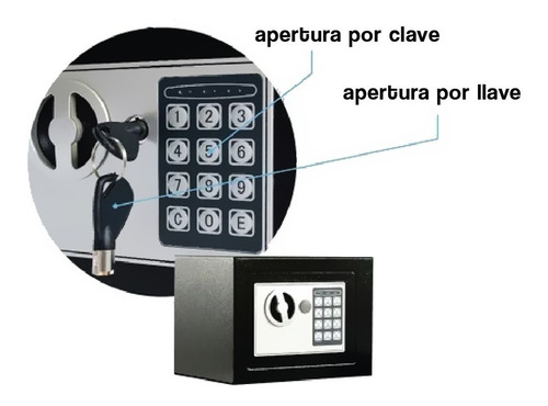 Imagen 2 de 6 de Caja Fuerte Digital E17 Silver Shadow Teclado Digital+llaves