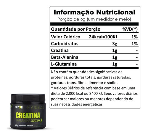 Creatina Monohidratada 100g Sem Sabor Sense Nutrition