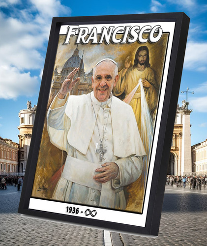 Cuadro Papa Francisco Negro