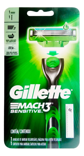 Maquina Para Afeitar Recargable Mach3 Sensitive 1u Gillette