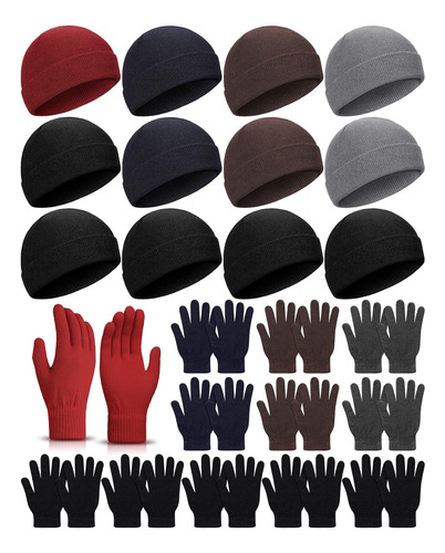 24 Gorros De Invierno Guantes Unisex Para Clima Frío Guantes Colores Variados Talla Única