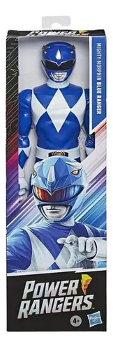 Boneco Mighty Morphin Blue Ranger Titatan Hero Hasbro 30 Cm