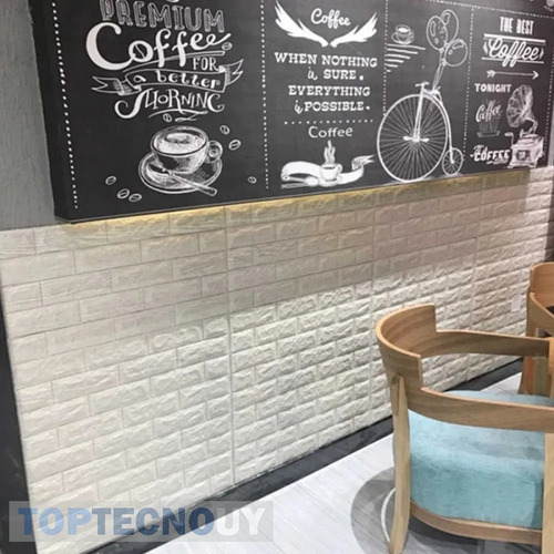 Imagen 5 de 6 de Placa Revestimiento Pared Autoadhesiva 70x77cm - Ladrillo ®