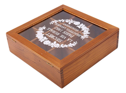 Elegante Caja De Té De Madera De 9 Secciones, Bolsa Contened