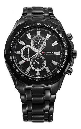 Reloj de pulsera Curren 8023BK de cuerpo color negro, analógico, para hombre, con correa de acero inoxidable color negro