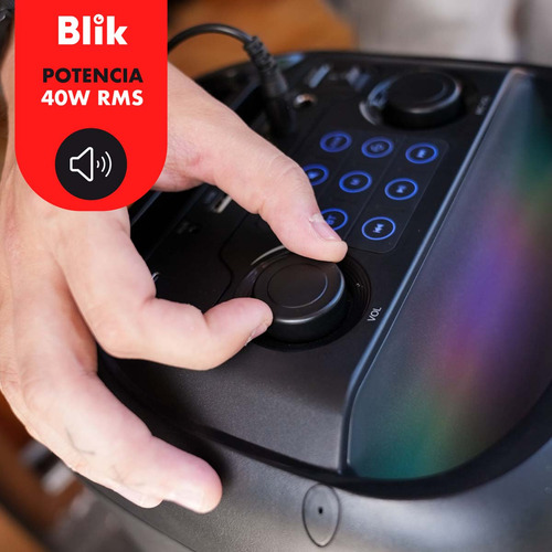 Parlante Bluetooth Karaoke Blik Lightmax6 Color Negro