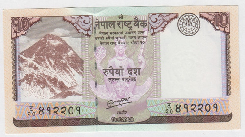 Billete Nepal 10 Rupias 2012 Unc (c85)