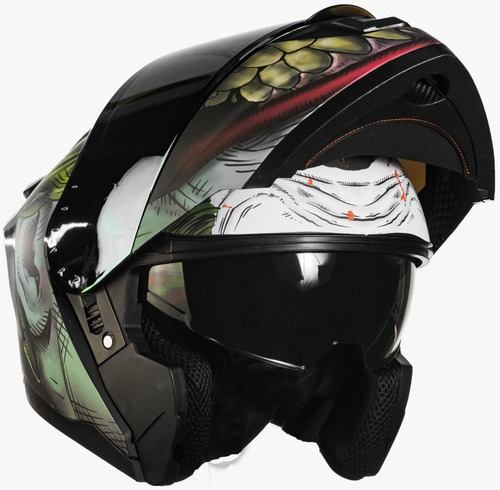Imagen 7 de 10 de Casco Abatible Joker Guasón Moto Kov Dc Comics Led + Lentes