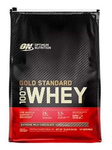 Suplemento en polvo Optimum Nutrition  Proteína Gold Standard 100% Whey proteína sabor extreme milk chocolate en bolsa de 4.53kg