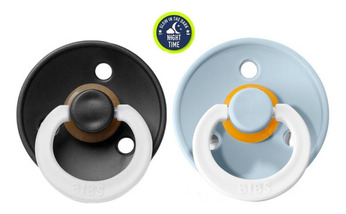 Imagen 2 de 2 de Chupetes Bibs Night Time Set X2 Brilla En La Oscuridad