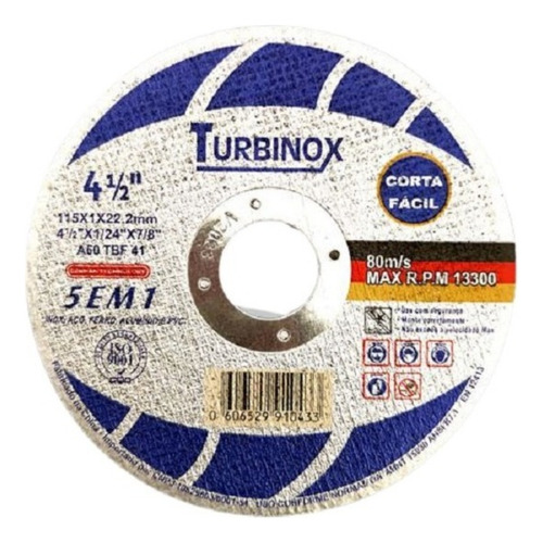 Discos Corte Fino 4''1/2 X 1/24' X 7/8 100 Peças Turbinox