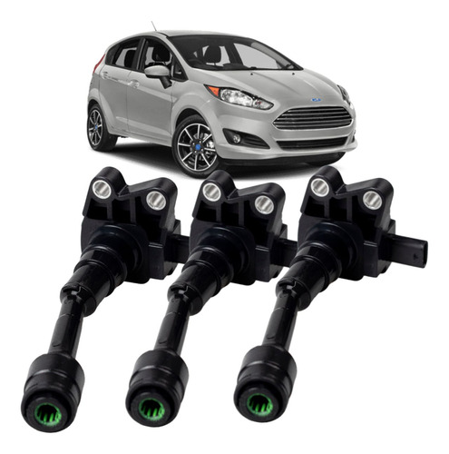 Kit 3 Bobinas De Ignição Ford Fiesta 1.0 2017 2020 Ebi7203