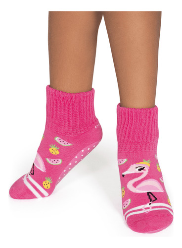 Meia Botinha Kids Puket Pansocks Rosa Flamingo - 30 A 33