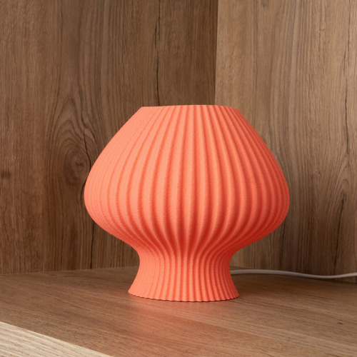 Lampara 3d - Fungi #3 Estructura Rosa Pantalla Rosa