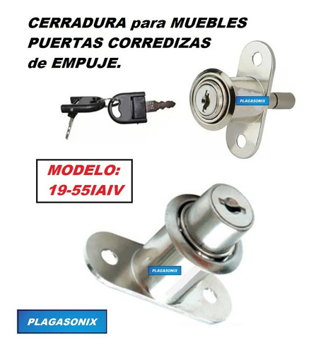 Cerradura Mueble De Empuje Corrediza Kit 5 Unid. Perno Largo