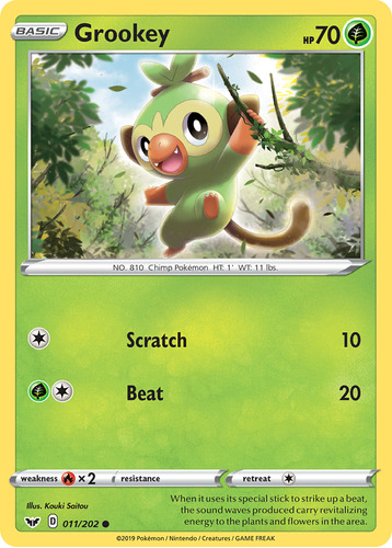 Grookey 11/202 Cartas Pokemon Sword & Shield Sword & Shield