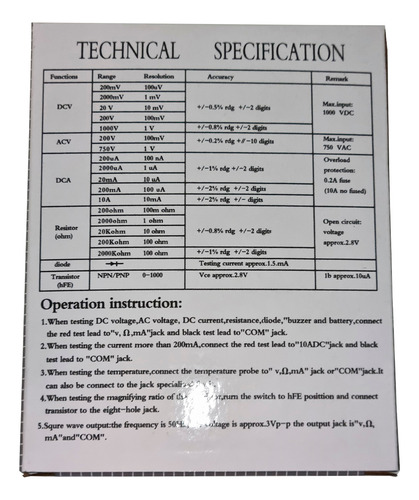 Multimetro Tester Digital Dt830