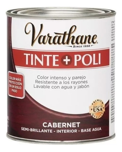 Tinte+poliuretano Para Madera Semi Brillante Varathane 946ml Color Cabernet