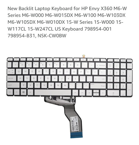 Teclado Hp 15 Envy X360 Nsk-cw0bw 79854 M6 W