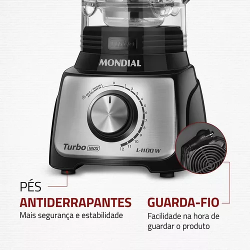  Liquidificador, Turbo Inox 1200W, 110V, Preto, 3L - L-1200 BI:  Home & Kitchen