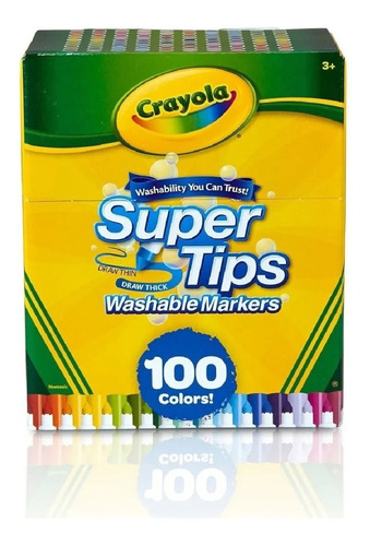 Crayola Supertips Plumones 100 Colores Lavables