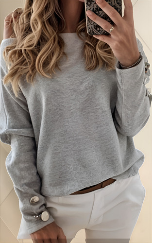 Sweater Remera Cuello Bote Lanilla Mujer