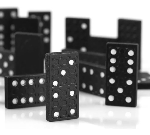 Negro Domino 28 Set En Caja De Madera