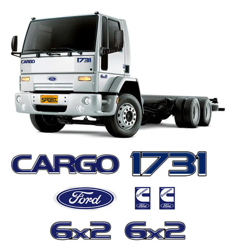 Kit Adesivos Caminhão Cargo 1731 6x2 Emblema Caminhão Ford