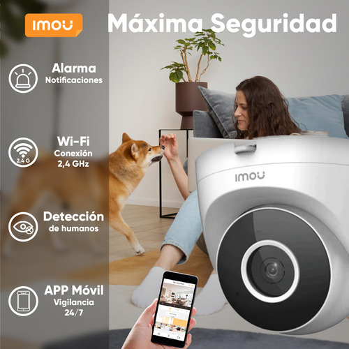 Imou Cámara Turret Se Ip Ipc-t22en-plus-64 Domo Wifi 2 Megapíxeles Micrófono Integrado Ir De 30 Metros/ Detección De Humanos Notificaciones Uso Interior Con Microsd 64gb Fácil Instalación T22en Cctv