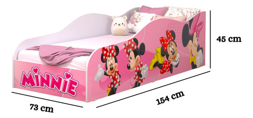 Cama Infantil Minnie Montessoriana Com Colchão Juvenil Incluso Lbx Móveis
