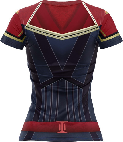 Imagem 2 de 3 de Camiseta Infantil - Traje Capitã Marvel - Dryfit Tecido