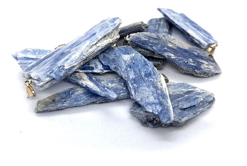 Kit 10 Pingentes Cianita Azul Natural Proteção Espiritual