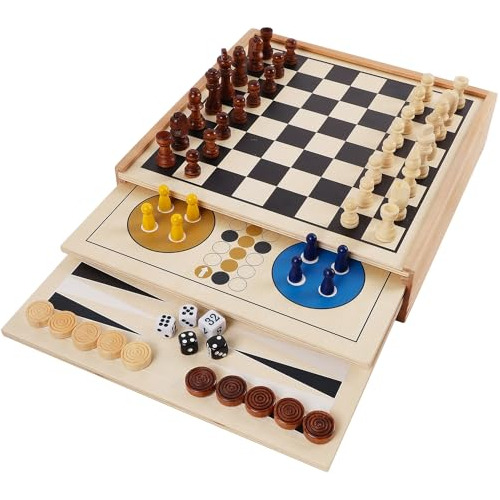 Set De Juegos De Mesa De Madera 7en1 Niños Y Adultos, ...