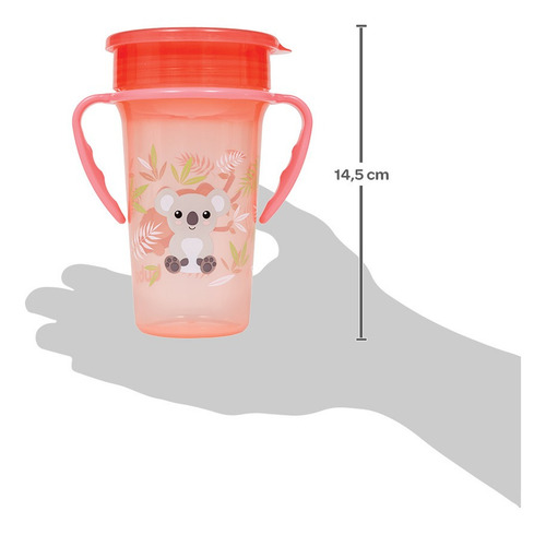 2 Copos Criança Iantil 360 Buba Com Alça Rápida Cor Rosa/coala