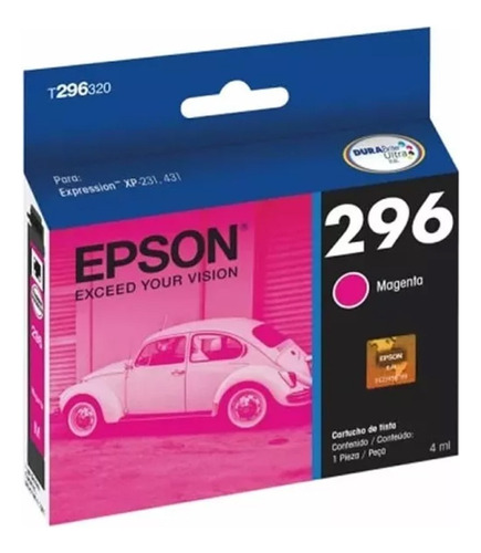 Cartucho Epson T296 Magenta Original - Xp231 241 431 441