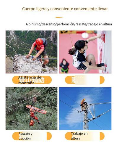 Cuerda Alpinismo 100m con C/arnés Seguridad Y 8 Descensor Figura Y 2 mosquetones
