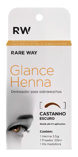 Kit Henna Para Sobrancelhas Rare Way Glance Castanho Escuro