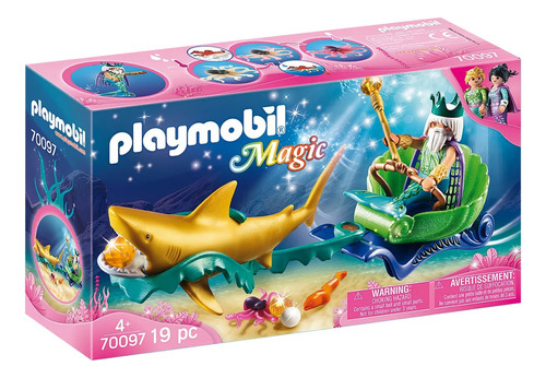 Juego Playmobil Magic Rey Del Mar Con Carruaje De Tiburón 3+ Cantidad de piezas 19