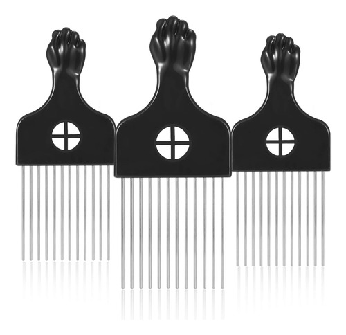 3 Paquetes De Púas De Pelo De Metal, Peine Afro, Peine Trenz