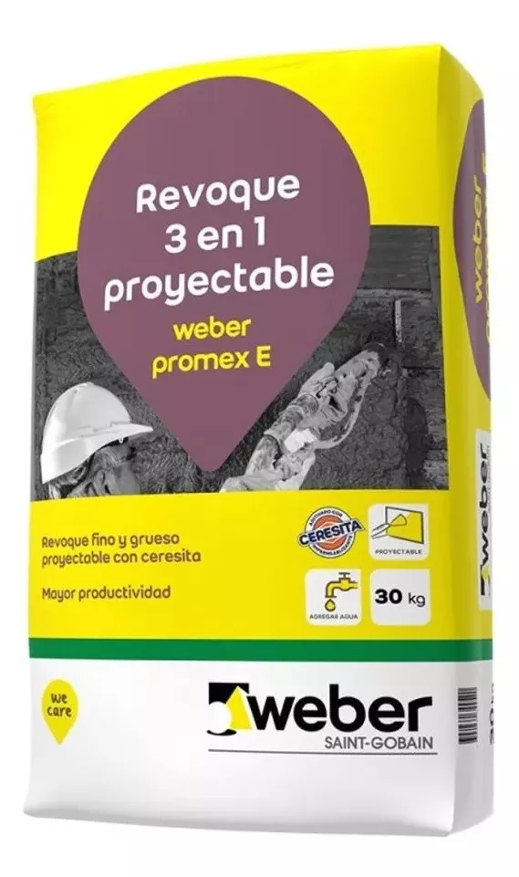 Primera imagen para búsqueda de revoque proyectable 3 en 1 weber promex e bolsa x 30 kg