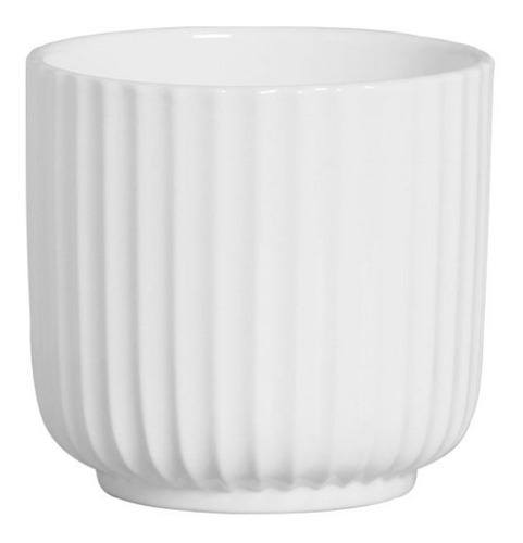 Cachepot De Cerâmica Frisado Branco Médio 12x13cm