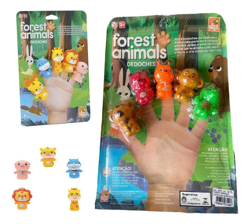Brinquedo Educativo Dedoches Animais Sortidos Com 5 Unidades