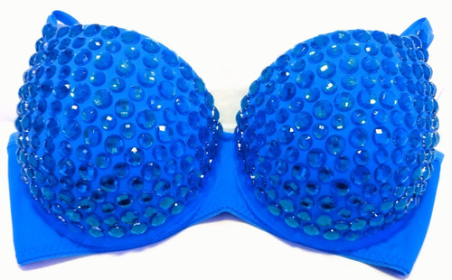 Soutien De Pedraria Strass Azul Bic Top Croped Carnaval