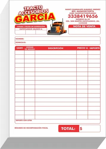 comprar 1000 Notas De Remisión 1\u002F4 Con 1 Copia Con Papel Pasante