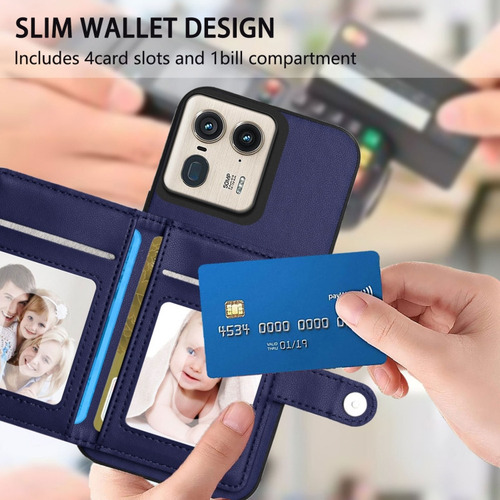 Compatible Funda Rfid Con Bolsa De Tarjetas For Motorola Edge 50 Pro P