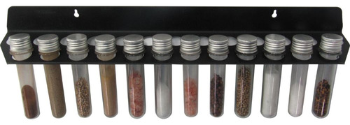 Suporte De Temperos E Ervas De Parede - 25 Tubetes - Preto