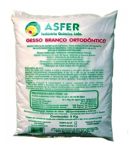 Gesso Ortodôntico Branco 2kg Asfer