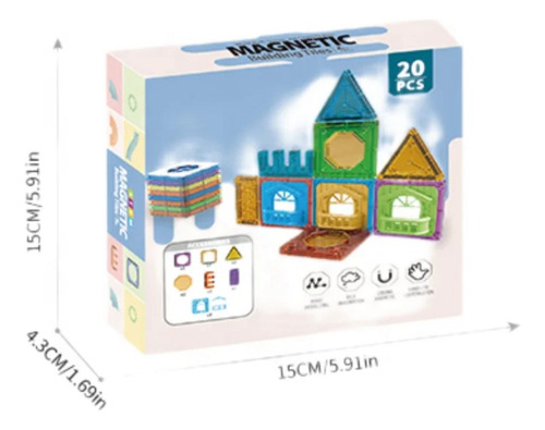 Bloques Magnéticos Genérica 20 Pcs Castillo Azul-morado