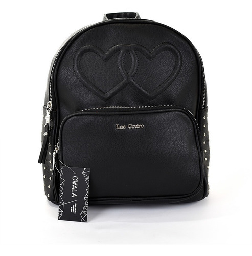 Imagen 2 de 6 de Mochila Mujer Urbana Las Oreiro Simil Cuero Corazon Tachas